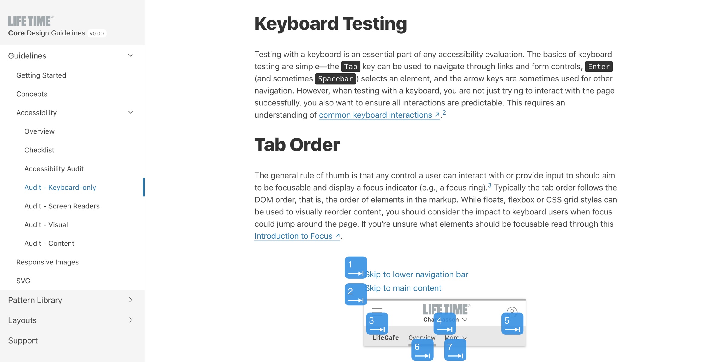 Page from Core Design Guidelines Accessibility Section