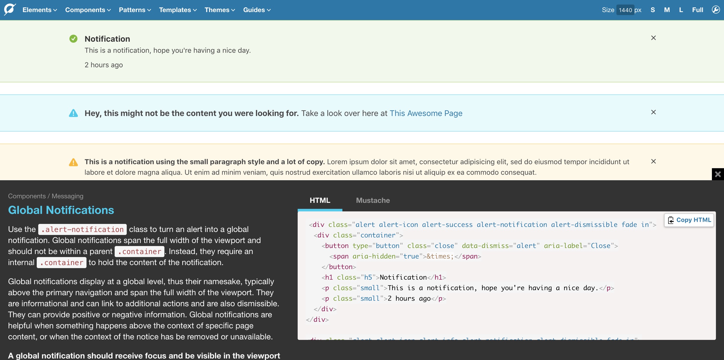 Pattern Lab Screen with Example Pattern