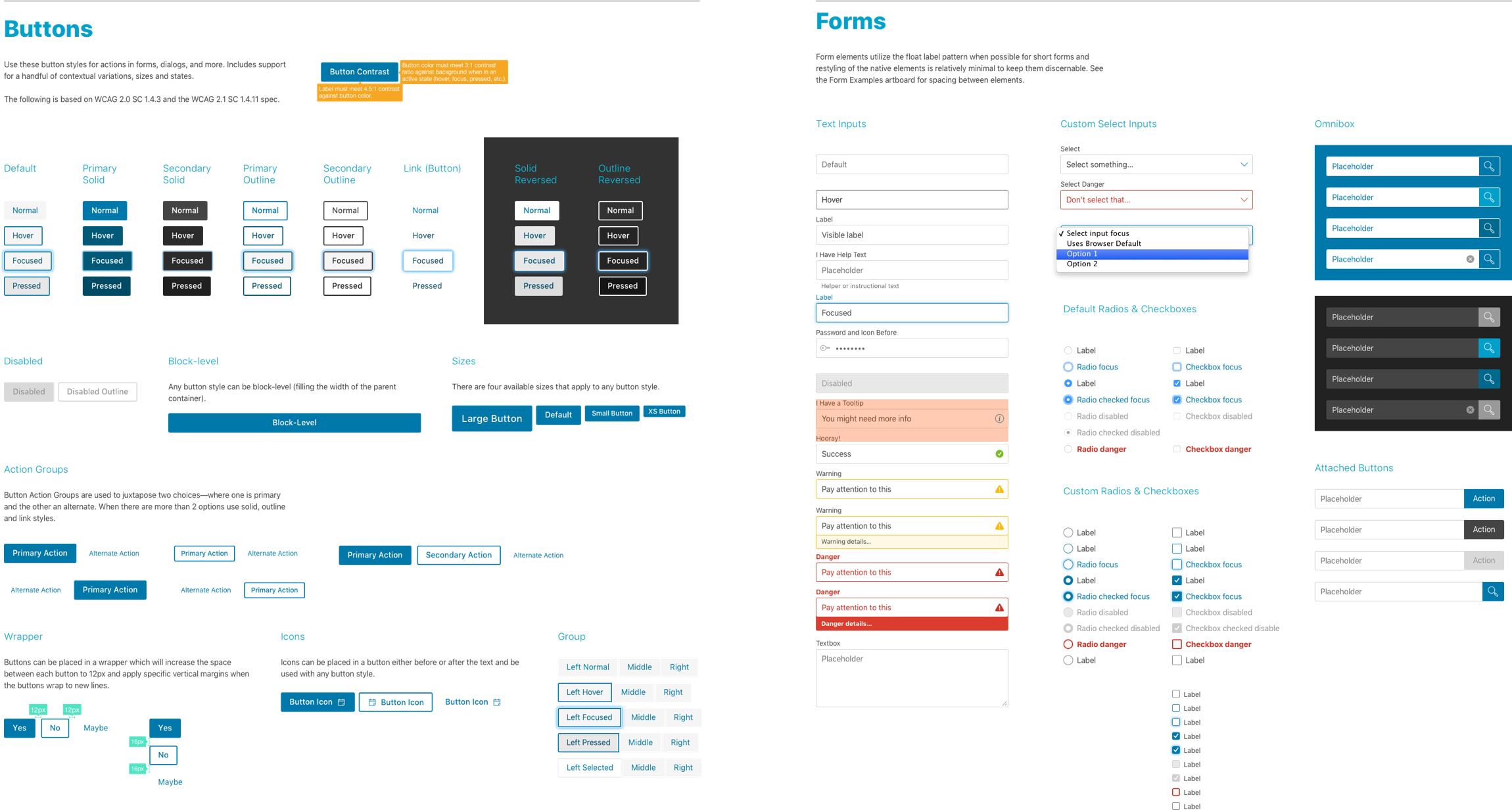 Core Design System Button and Form Elements